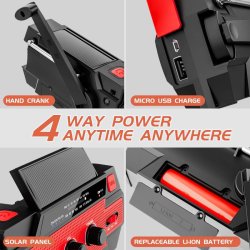 Solar 4000maH, AM/FM b�rbar USB n�dradio R�d