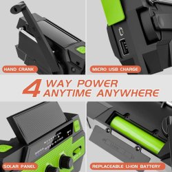 Solar 4000maH, AM/FM brbar USB ndradio Grn