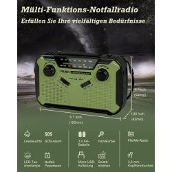 Prunus J-369 Emg Radio AM/FM Solcelle/Hndsving Grn