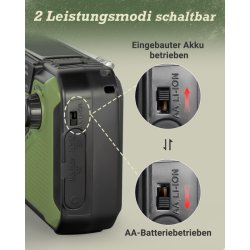 Prunus J-369 Emg Radio AM/FM Solcelle/Hndsving Grn