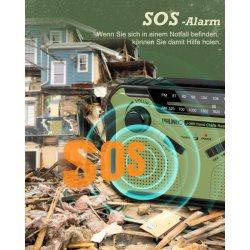 Prunus J-369 Emg Radio AM/FM Solcelle/Hndsving Grn