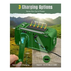 PRUNUS J-905 Gr�n solarradio m/Bluetooth/MP3/FM/AM/SW