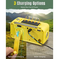 PRUNUS J-905 Gul solarradio m/Bluetooth/MP3/FM/AM/SW