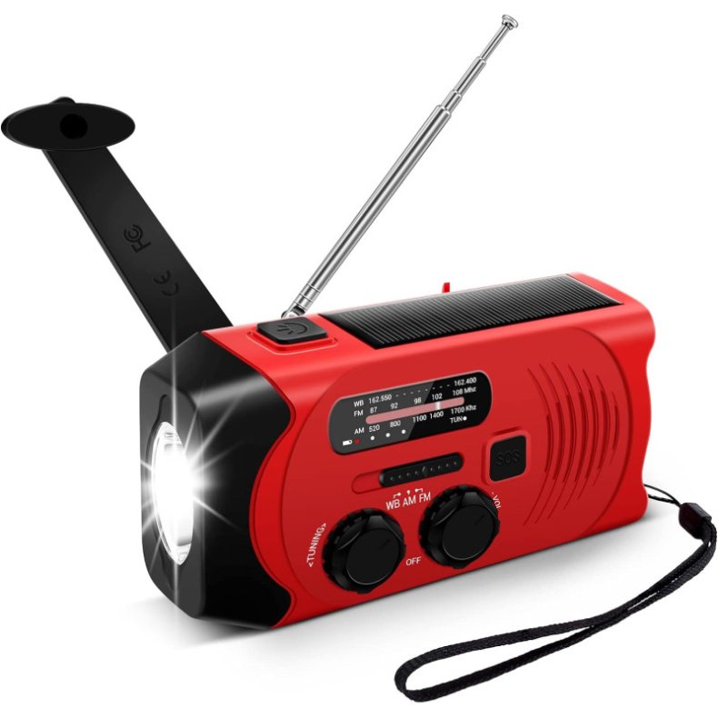 Solar Hndsving Radio FM AM Vejrradio 2000mAh Rd